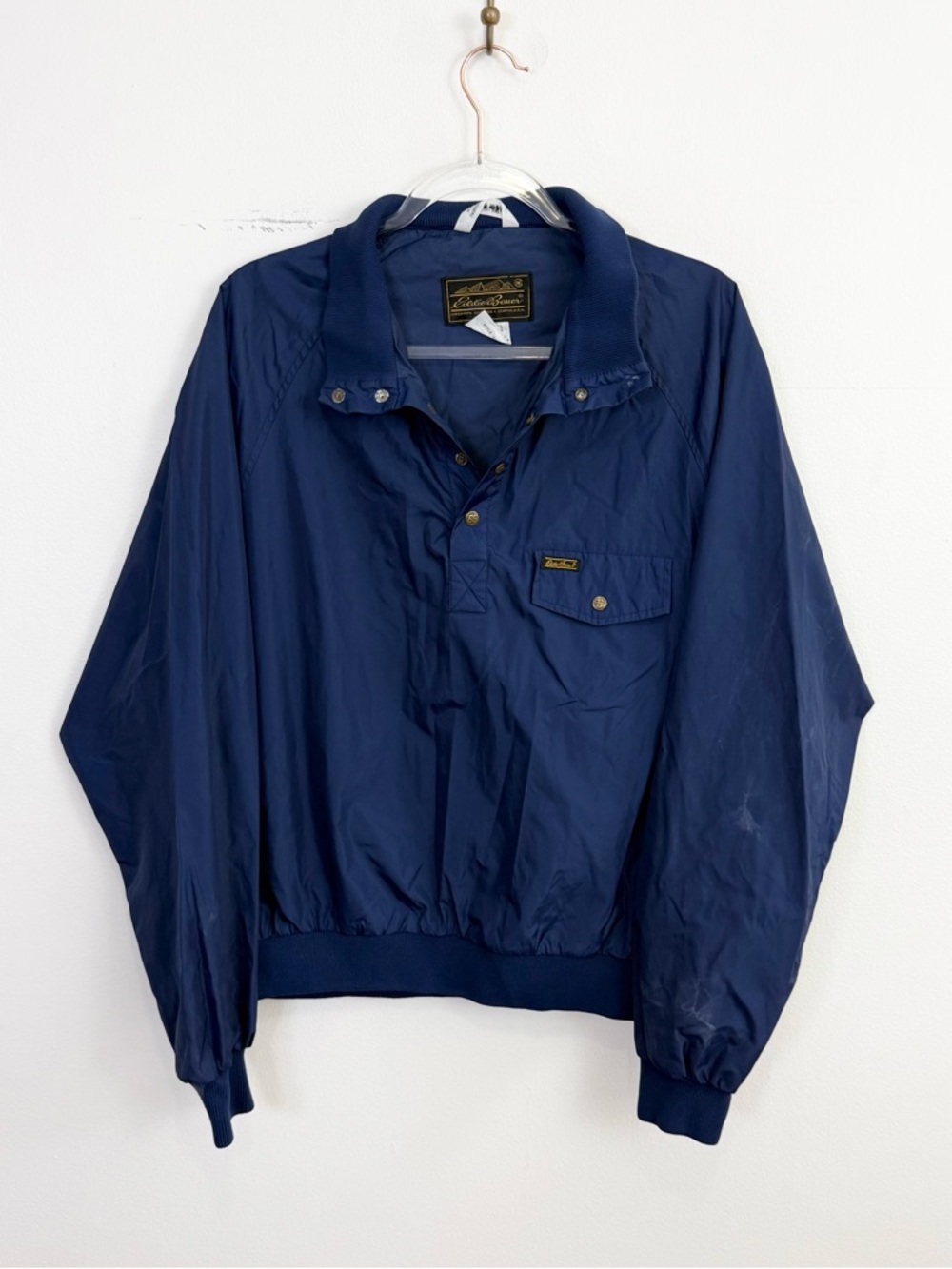 Vintage Eddie Bauer Navy Pullover Windbreaker Jacket Men’s Large Nylon